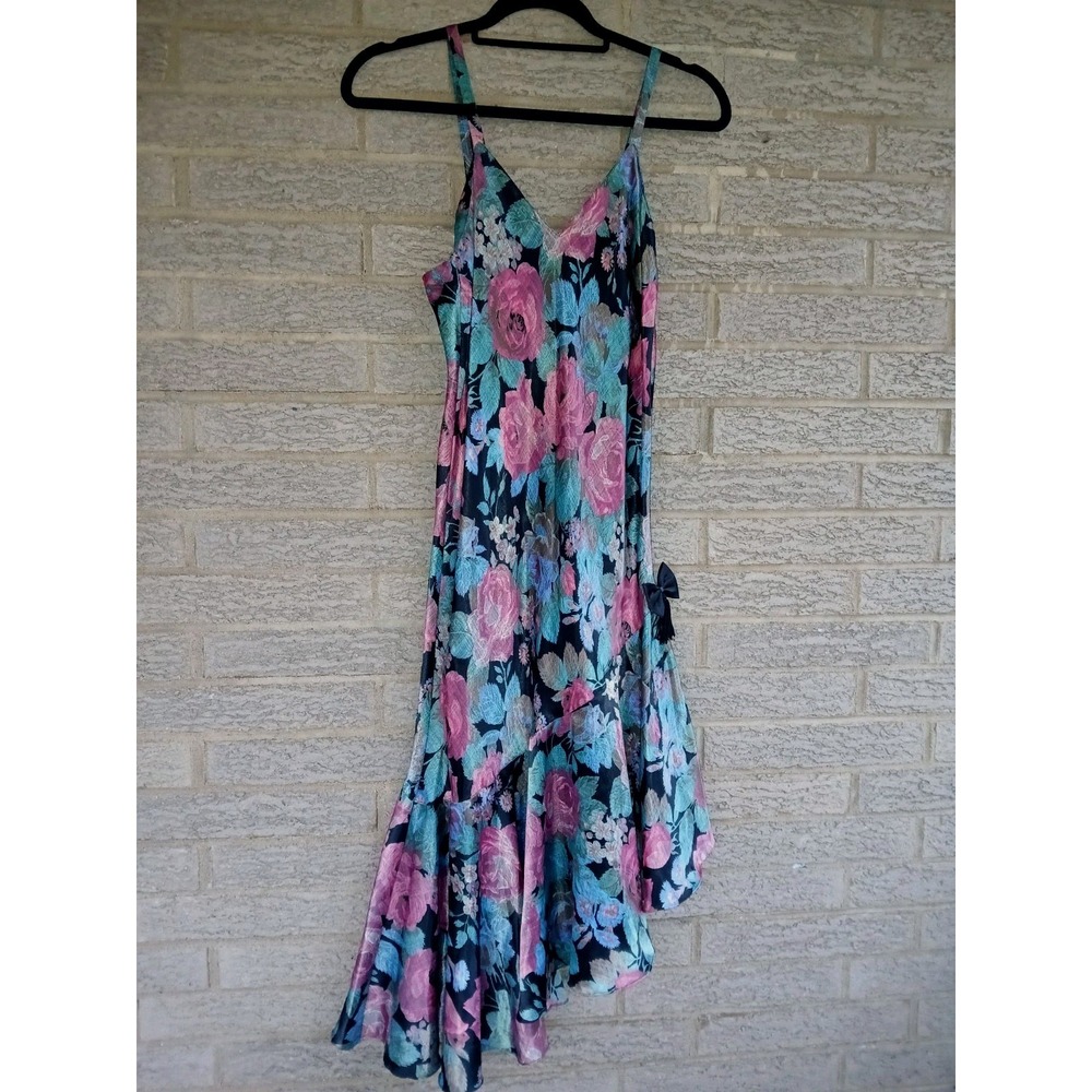 Vintage Victoria's Secret Gold Label Floral Asymmetrical Nightgown Sz S Romantic